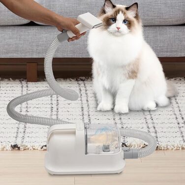 Набір для догляду за тваринами: машинка для стрижки собак з пилососом, для видалення шерсті, білий, 11800Pa, 1.4L