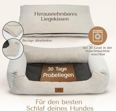 Ортопедичне ліжко для собак Freudentier з корду - миється - знімний лежак - сертифікат Oeko® TEX - ручної роботи в Європі - для маленьких, середніх та великих собак (L) (Кремовий, XXL (120x82cm))
