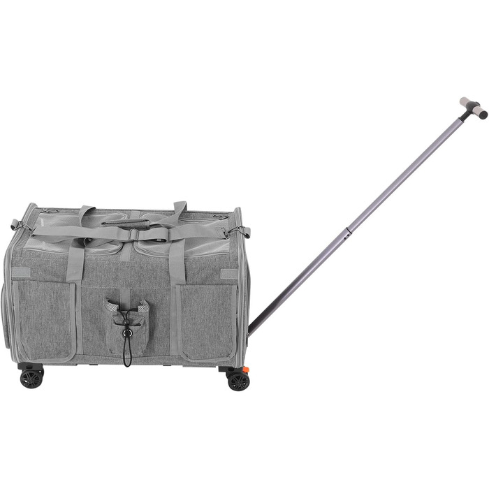 Транспортна переноска для котів та собак на 2 тварин з колесами, сіра