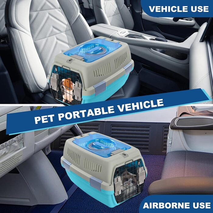 PETCUTE Транспортна переноска для собак та котів, сіро-блакитна, до 6 кг