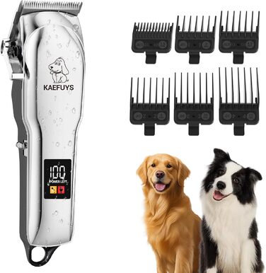 Професійний тример для стрижки шерсті собак з густим хутром: безшумний, потужний, бездротовий, акумуляторний, сріблясто-сірий