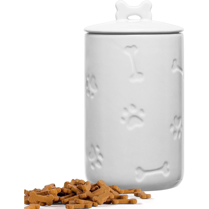 Керамічна ваза для ласощів для собак та котів, 22,9 x 12,7 см, велика, з кришкою, у стилі фермерського дому