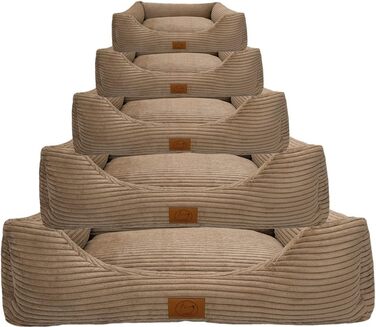 Ортопедичне ліжко для собак Elropet з м'якого корду, кошик для собак XS/S/M/L/XL/XXL (145x110x30 см), Cappuccino