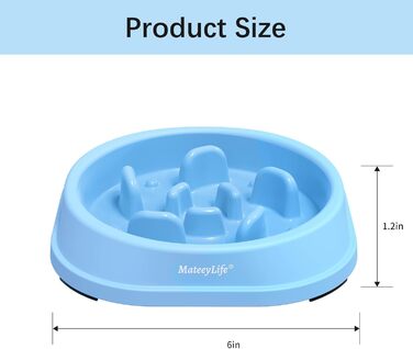 MateeyLife миска для собак, антиковзна миска-головоломка для повільного годування, рожева, 15,24 см
