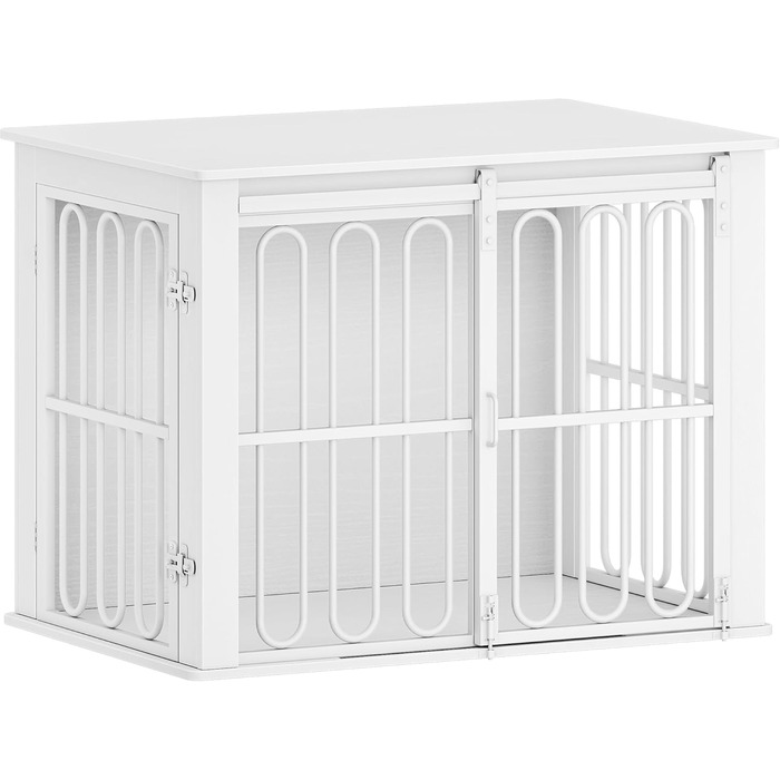 Дерев'яний вольєр для собак, 81 см, вольєр-стілець для дому, 2 двері, розсувні, для маленьких та середніх собак, міцний, 81 × 55 × 62,4 см, білий