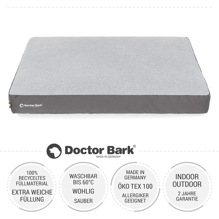 Килимок для собак середніх порід Doctor Bark - 88x60 см, сірий, миючий, м'який, плюшевий