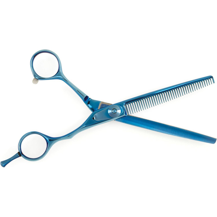 Ножиці для грумінгу Master Grooming Tools 5200 Blue Titanium – професійні ножиці для догляду за шерстю собак з 42 зубцями, 16,5 см