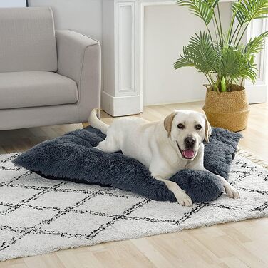 М'яке ліжко для собак у вигляді квадрата, середнього розміру, сірого кольору (122x83 см) - ліжко-софа для собак та котів, миється