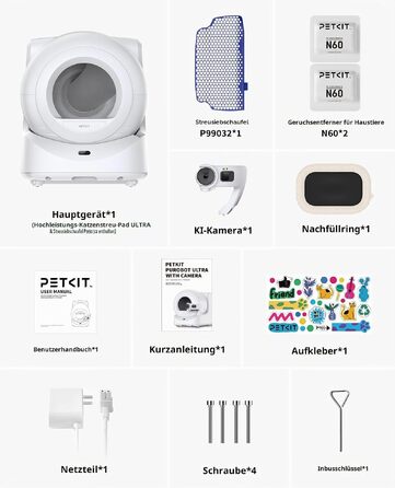 Самоочисний інтелектуальний туалет для котів PETKIT Purobot Ultra з HD-камерою 1080P, AI-моніторингом здоров'я та ємністю 70 л, безшумний