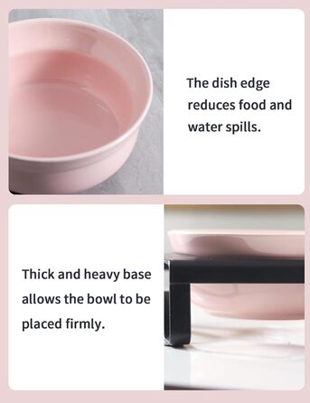 Керамічні миски для котів та собак, рожеві, 12,7 см, 2 миски + металевий підставник, для сухого та вологого корму