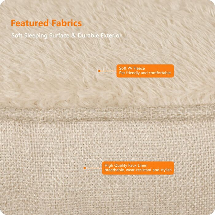 Ліжко для собак, м'яке, знімний чохол, бежеве, 90 x 75 x 25 см