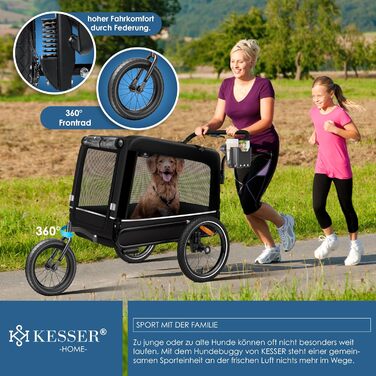 Велопричіп для собак KESSER Boxer 3в1, 240 л, до 40 кг, амортизований, 600D Оксфорд, з підстаканником
