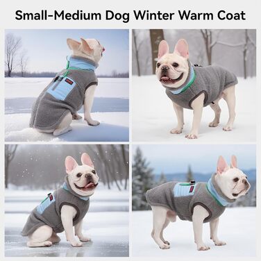Зимова куртка для собак FeiaX Ware з флісу, тепла жилетка для собак з кільцем D, одяг для собак, варіація для маленьких та середніх собак (Сірий, L)