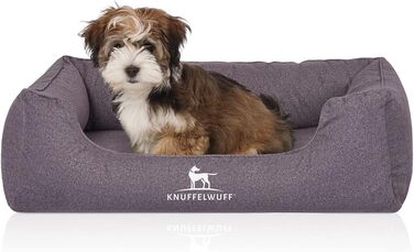Ортопедичне водонепроникне ліжко для собак Knuffelwuff Malou з велюру, ручної роботи, XL 105 x 75 см, знімний чохол, прання, для великих, середніх та маленьких собак (L 85 x B 63 x H 23 см, сірий)