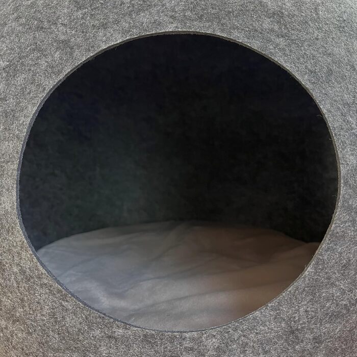 Кігтеточка-будиночок для котів з фетру - ліжко, лежанка, будиночок для кота з подушкою (темно-сірий, великий)