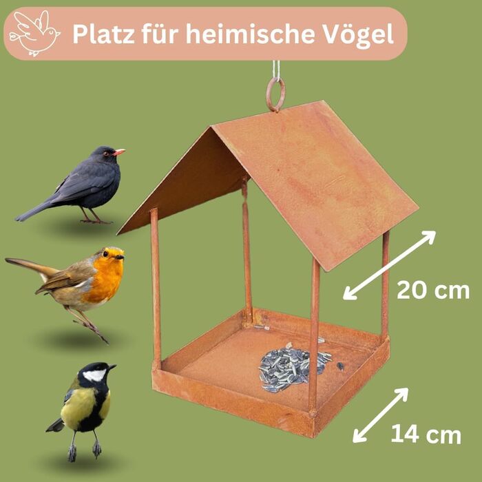 Металева годівниця для птахів на ніжці, 143 см, вологостійка, рустикальний стиль, годівниця для пташиного корму
