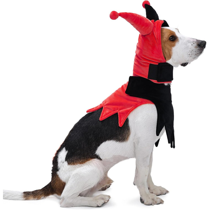 Костюм на Хелловін для собак Lelepet з шапкою та мантією, кумедний костюм для домашніх тварин, косплей на Хелловін, святковий одяг для дітей, середніх та великих собак (XXX-Large, Червоний/Подорож, однотонний (Getaway Solids))