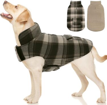 ASENKU Теплий зимовий одяг для собак маленьких порід. Змінна куртка з флісу, водонепроникна та вітрозахисна. З отвором для повідка. Зелений (2XL, Коричневий)