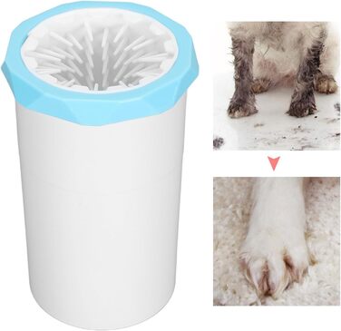 Автоматичний очищувач лап для собак середніх та великих порід – 2 режими очищення, м'яка силіконова щітка (Білий, Синій)
