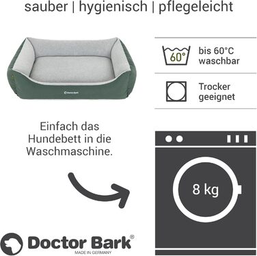 Ліжко для собак середнього розміру Doctor Bark - зручне та м'яке гніздище, зелений колір, 97x75 см, Made in Germany