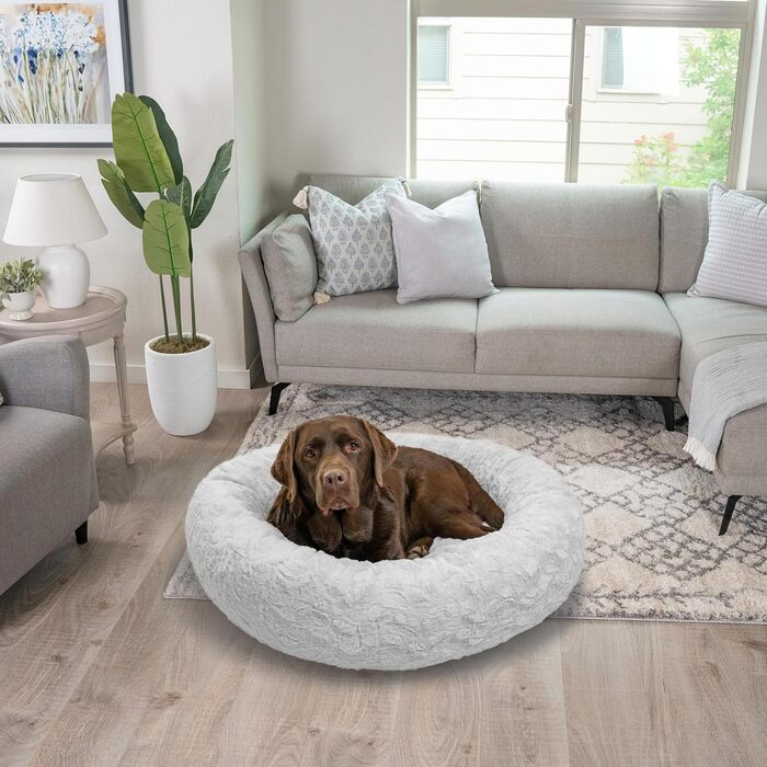Ліжко для тварин Best Friends by Sheri Calming Donut, штучне хутро, сіре, 91x91 см