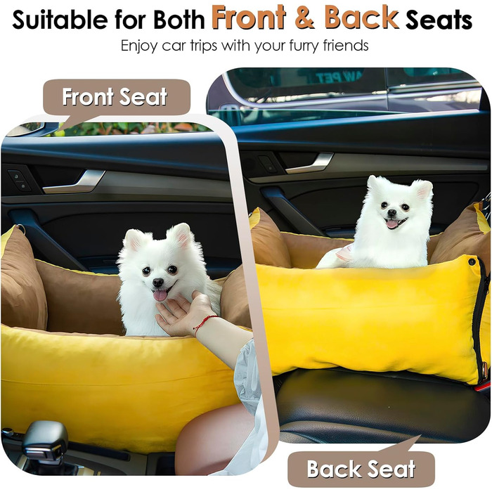 Автомобільний лежак для собак, до 15 кг, з висувним лежанком, знімний, з кишенями, з ременями безпеки (зелений)