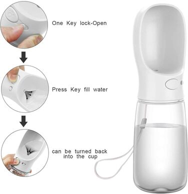 Турботрінка для собак на прогулянці, 550 мл, BPA-free, витоку, білий