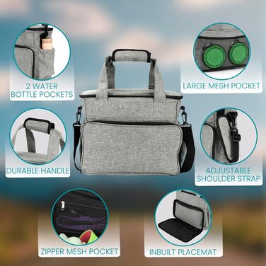 Сумка-переноска для собак BELLE VOUS - складаний миска для собак - сумка-переноска з багатьма кишенями - з контейнером для корму - сумка для аксесуарів для собак - рюкзак для собак - сумка для подорожей з собакою