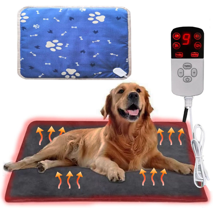 Килимок-грілка для котів та собак, регульована температура та таймер, 45*70 см