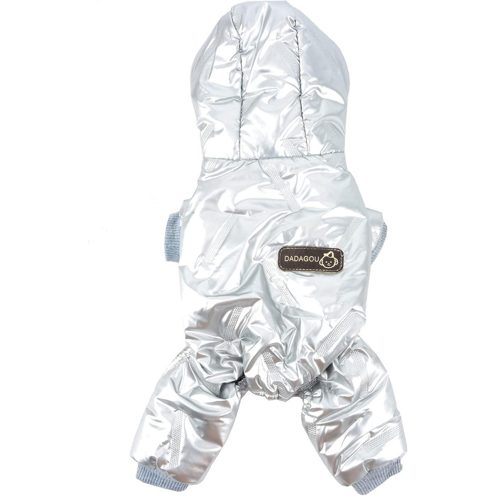 Водонепроникний зимовий костюм для собак Zunea, теплий флісовий пуловер з капюшоном, підходить для маленьких собак, сріблястий L