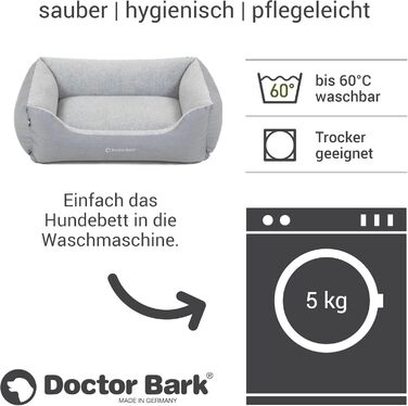Ліжко для собак Doctor Bark Kleine Hunde - Корзина для собак, м'яка та пухнаста - Миється, зносостійка, затишна - Зроблено в Німеччині GreenLabel (S - 74x55 см, світло-сірий)