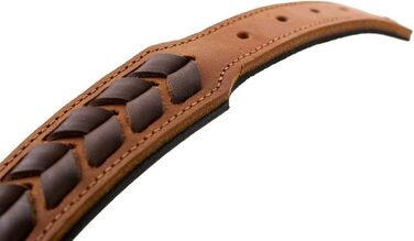 Нашийник для собак HUNTER EL PASO, шкіряний, плетіння, розмір S-M, колір cognac/чорний