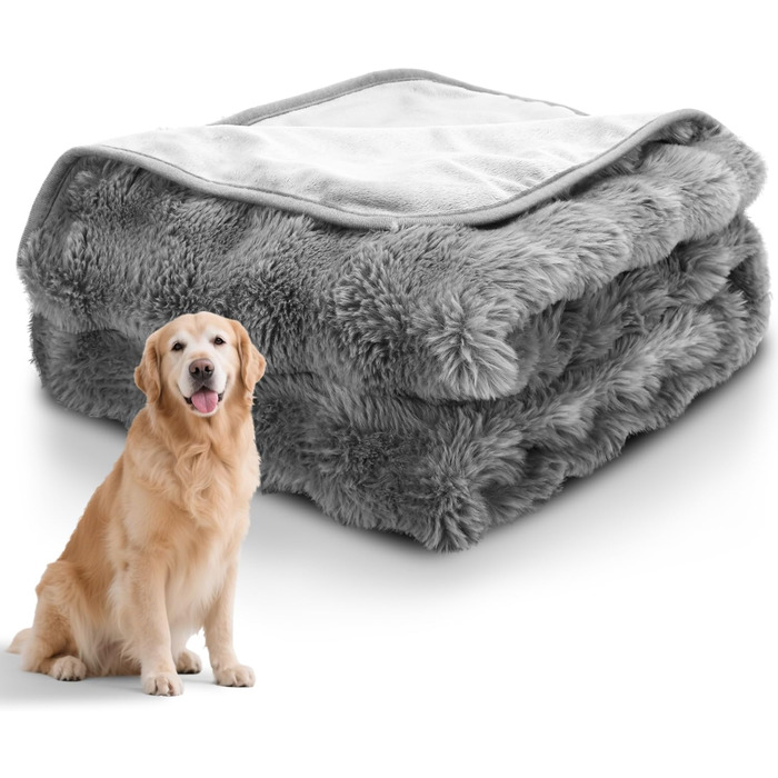 Водонепроникний плед для собак Nobleza, теплий фланелевий плед для котів та собак, 120 x 100 см, двосторонній, можна прати в машині, для диванів та ліжок, преміум якість, сірий (XL 150 x 120 см)