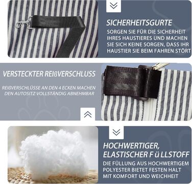 Автокрісло для собак Rucener: 110 x 45 x 55 см, для великих та середніх порід