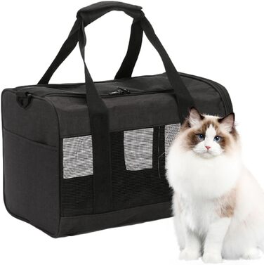 Транспортна переноска для тварин, складана сумка-переноска для котів та собак, чорна