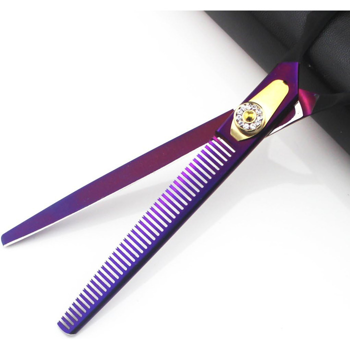 Набір професійних ножиць для грумінгу JIESENYU: 7 дюймів, ножиці для шерсті, вигнуті ножиці, ножиці для фінальної обробки (4 шт.) для собак, фіолетовий