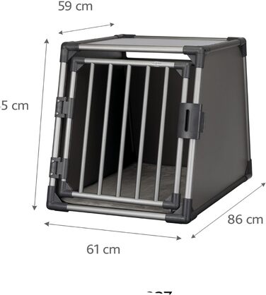Транспортувальник для собак TRIXIE Aluminium M (55x62x73 см) - міцна, тиха, з похилими сторонами, запобіжним замком та килимком