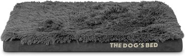 Ортопедичне ліжко для собак, велике, з штучного хутра, 101 x 64 x 10 см, вологостійке, з Memory Foam (матрац 71 x 48 x 5 см, сіре хутро)