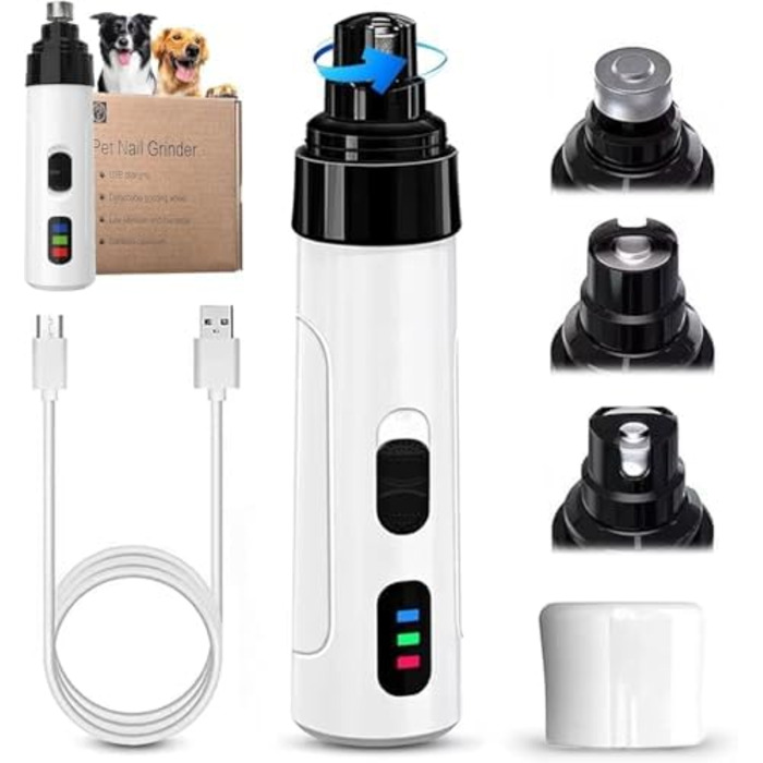 Електричний точилка для кігтів собак, USB-зарядний, безпечний, ергономічний, тихий (1 шт.)