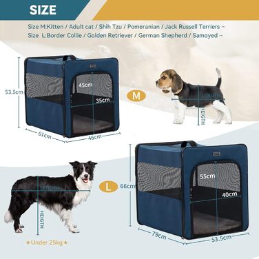 Складаний бокс для собак Petsfit, переноска для великих собак, міцний, легкий, безпечний, з плюшевим матрацем 3 см, 79x53.5x66 см