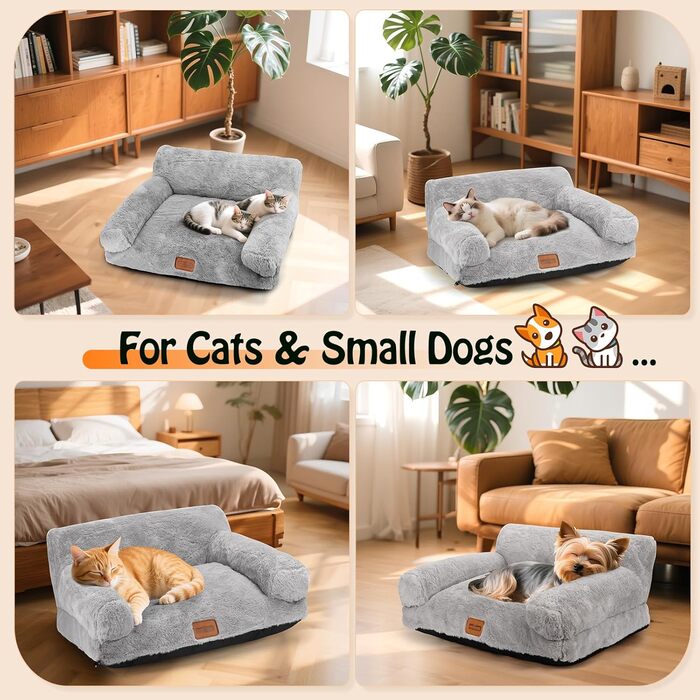 М'яке ліжко-диванчик для котів та собак Nobleza, 60x45x30 см, сірий колір