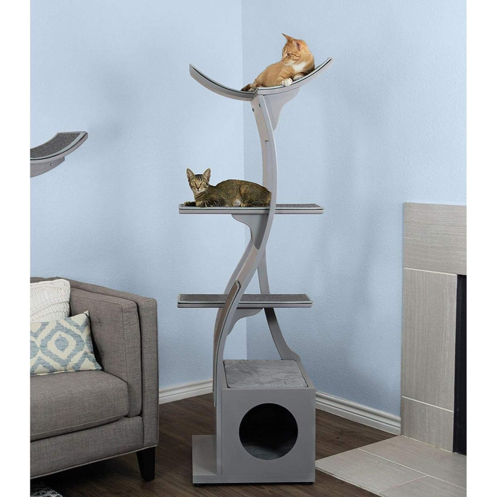 Котяча вежа The Refined Feline Lotus — багатоярусний меблевий комплекс для котів з кігтеточкою, лежаками, будиночком для ігор, відпочинку та лазіння