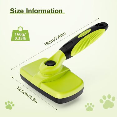 Щітка для собак з довгим волоссям Pecute, щітка для котів, щітка для домашніх тварин, самоочисна висмикувана щітка, класична модель L