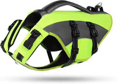 Жилет рятувальний для собак CITEKOILE з ручкою та світловідбиваючими елементами, регульований, для малих, середніх та великих собак, для водних видів спорту, плавання та катання на човні, (S, Зелений)