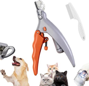 Професійний триммер для кігтів домашніх тварин Pawthentic Krallenschneider з LED-підсвічуванням та лупою 5x, з безпечною вигнутою лезою з нержавіючої сталі (1 шт)