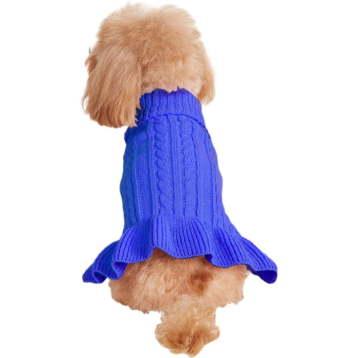Теплий зручний пуловер для собак, розмір M, акрил, роговий комір, для собак маленьких та великих порід, 5,9–7,3 кг, темно-синій