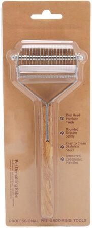 Професійна щітка для грумінгу домашніх тварин Fellpflegebürste: двостороння щітка для собак та котів з дерев'яною ручкою, самоочищувана