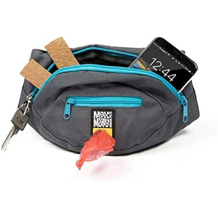 Сумка для тренування собак Max & Molly з декількома відділеннями, диспенсер для відходів, регульований розмір, блакитна