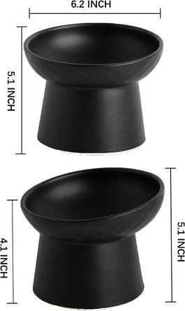 Керамічна годівниця для котів з підняттям, нахилена, для їжі та води, без стресу, запобігання зворотному потоку, придатна для миття в посудомийній машині та мікрохвильовій печі, без свинцю та кадмію