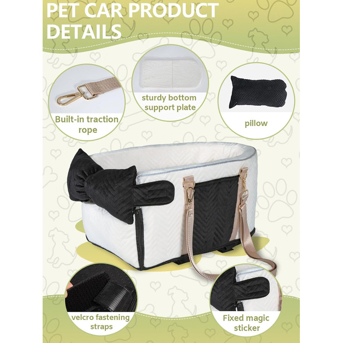 Автомобільний крісло для собак, переноска для маленьких собак до 5,9 кг, з м'яким, знімним, миючим подушечкою